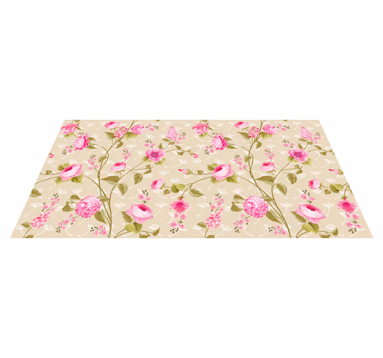 Pink patterned surface flower vinyl rug - TenStickers
