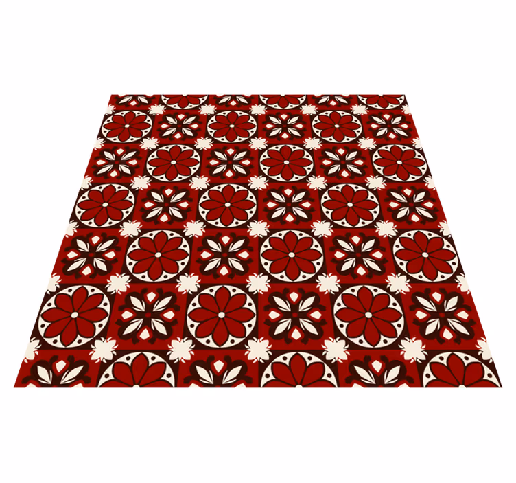 Vintage red pattern vinyl rug - TenStickers
