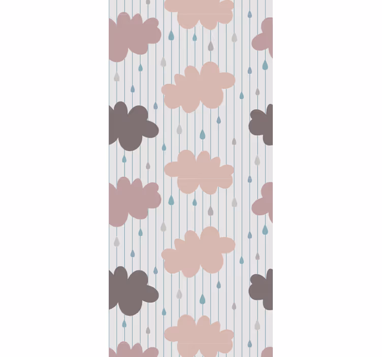Pink rainy clouds children's wallpaper - TenStickers
