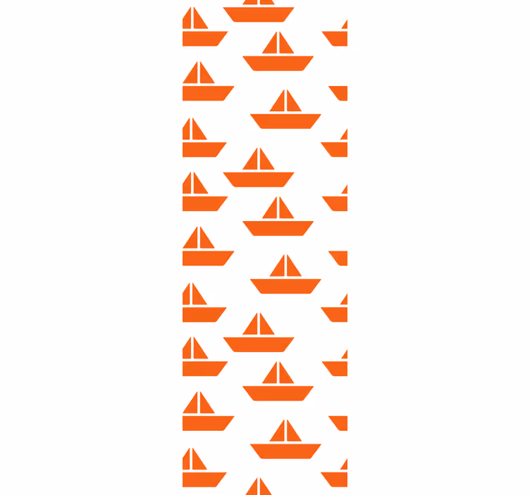 Orange sailboat motif children's wallpaper - TenStickers
