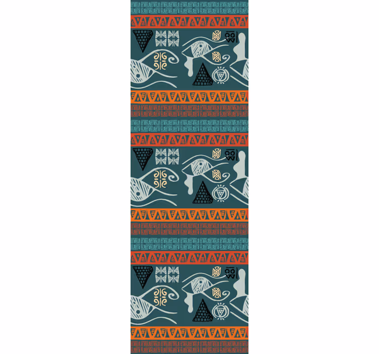Coastal tribal geometry fishes wallpaper - TenStickers