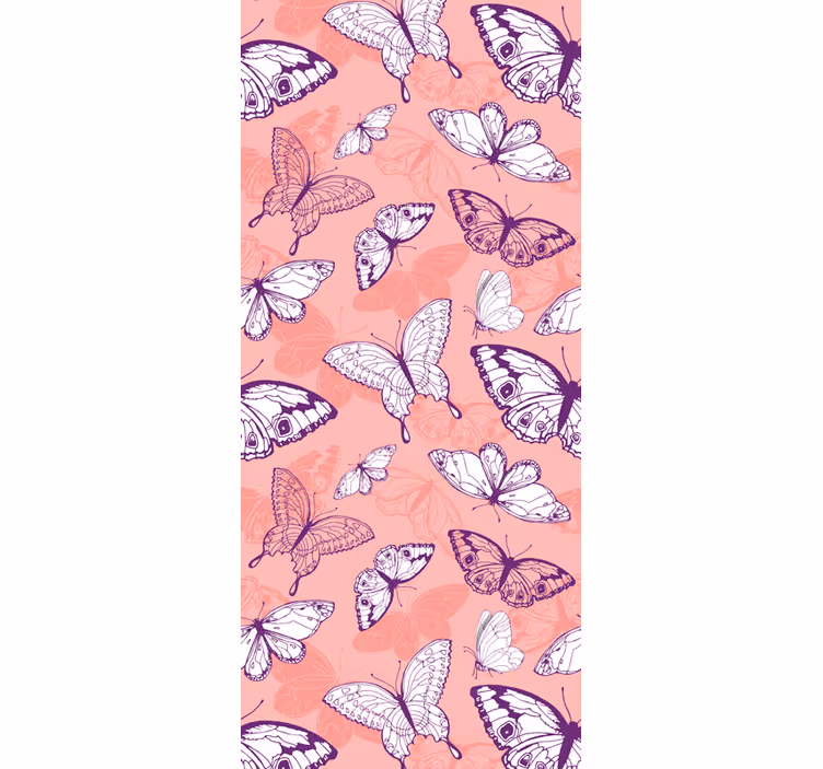 Flying pink motif butterflies wallpaper - TenStickers