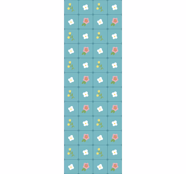 Flowering blue motifs tile effect wallpaper - TenStickers