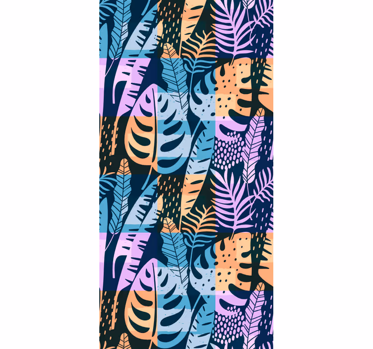 Tropical colored art leaves wallpaper - TenStickers