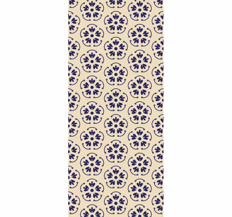 Round blue motifs floral wallpaper - TenStickers