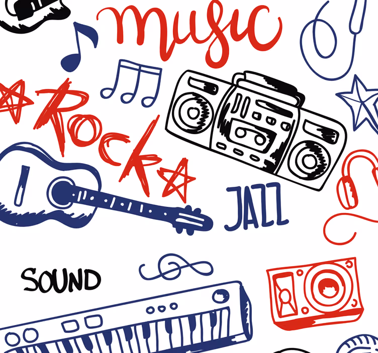 Music Elements lettering wallpaper - TenStickers