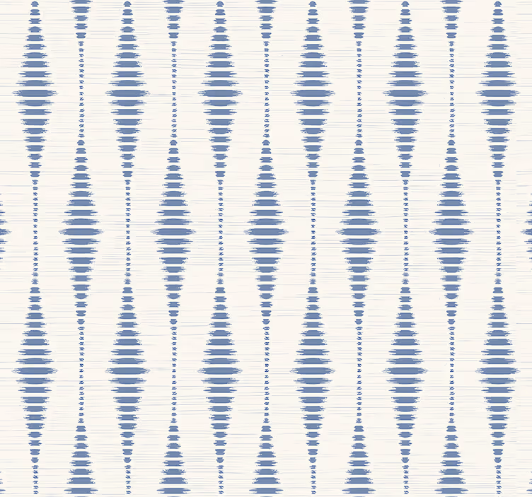 "Rabaul Ikat" blue and beige geometric wallpaper - TenStickers