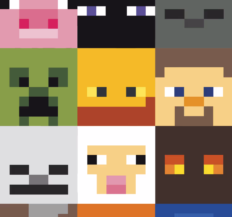 Gaming pixeled faces teenage bedroom wallpaper - TenStickers