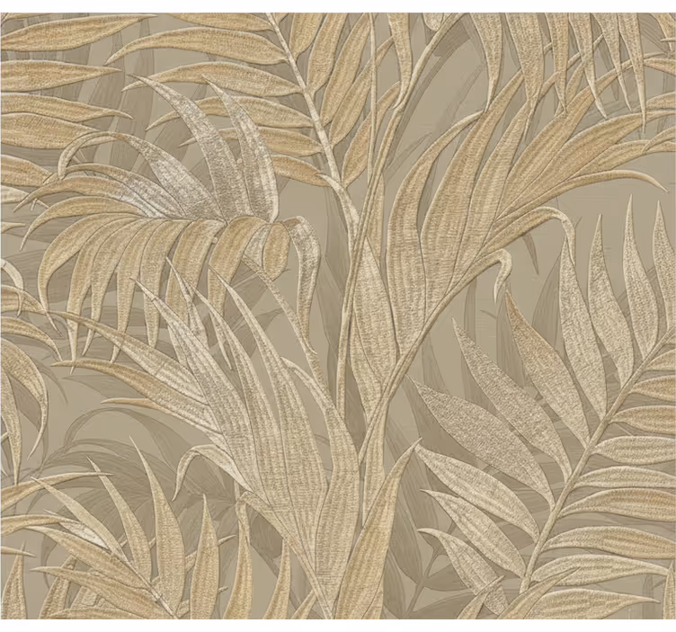 Leaves wallpaper in beige palm texture - TenStickers