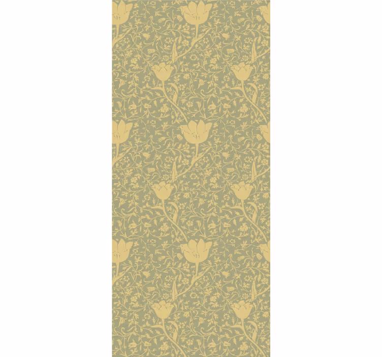 Nature wallpaper gold and green subtle floral pattern - TenStickers