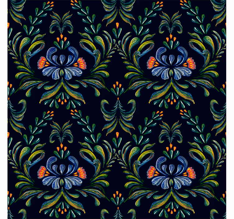 Ornamental wallpaper colorful folk pattern - TenStickers