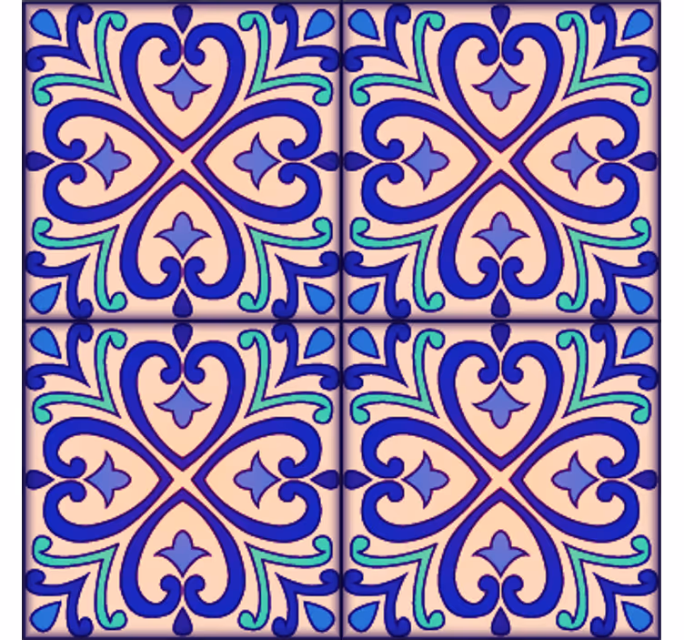 Tile effect wallpaper talavera flower design - TenStickers