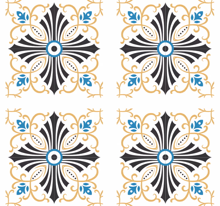 Ornamental wallpaper with vintage cross spiral design - TenStickers