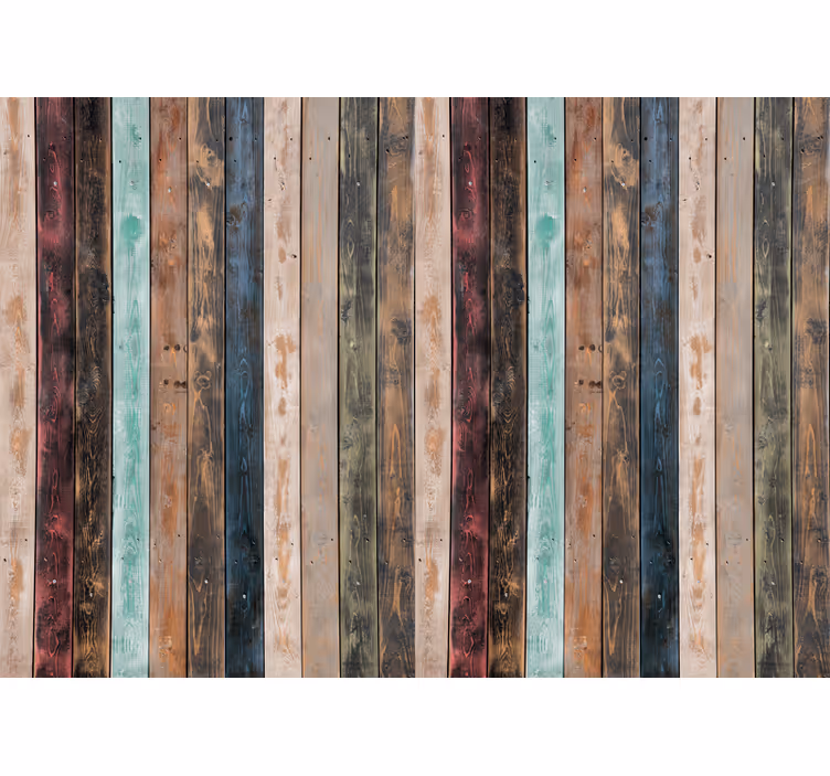 Ornamental wallpaper colorful painted vertical boards - TenStickers