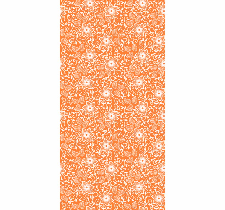 Flowers wallpaper paisley orange pattern - TenStickers