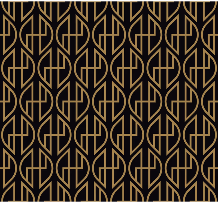 Living area wallpaper in black and gold lines - TenStickers