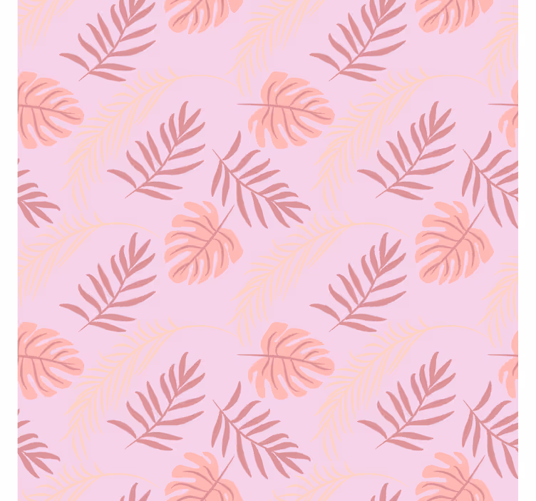 Wall paper in bedroom pink tropical leaf pattern - TenStickers