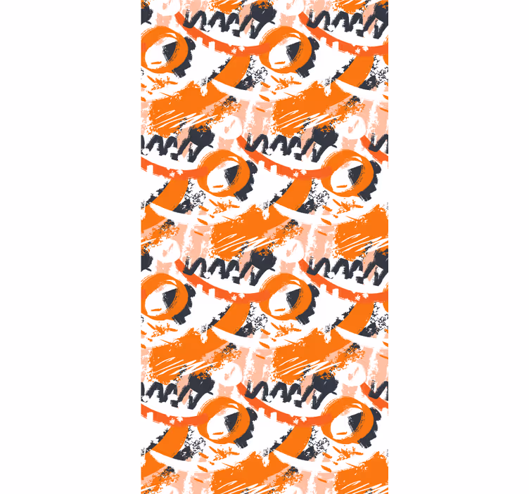 Ornamental wallpaper in abstract orange strokes - TenStickers