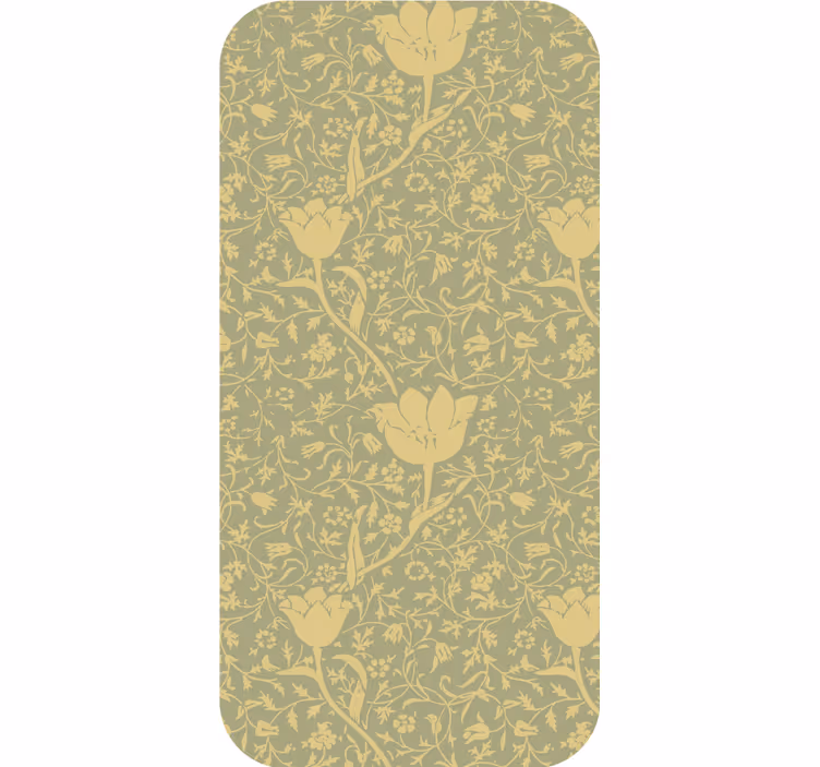 Ornamental wallpaper with gold and green floral design - TenStickers