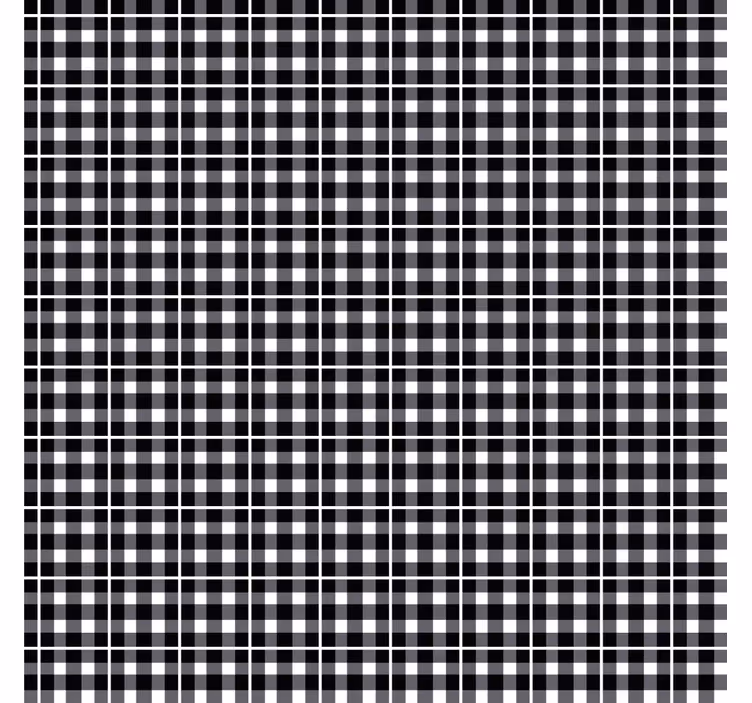 Ornamental wallpaper black and white gingham pattern - TenStickers