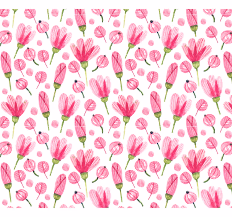 Living area wallpaper pink flower pattern - TenStickers