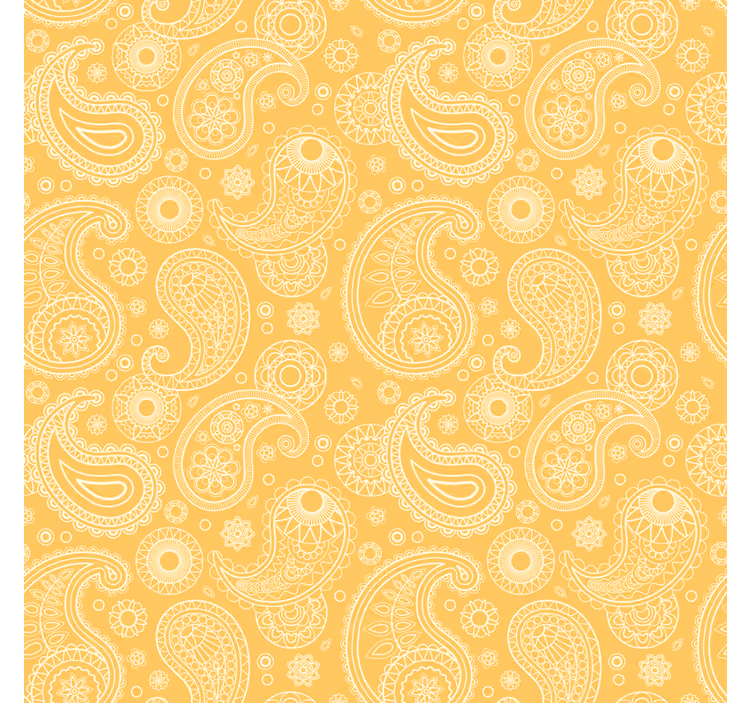 Living area wallpaper arabic yellow paisley - TenStickers