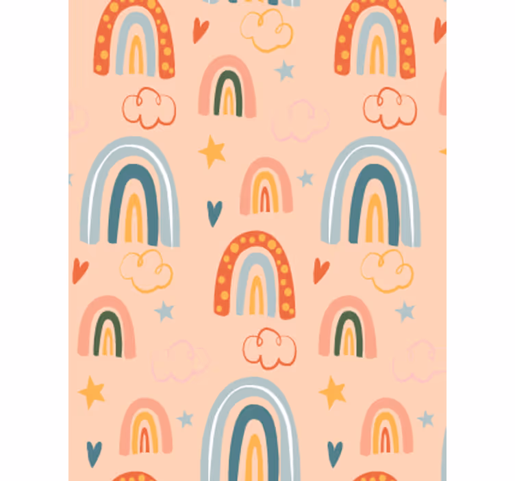 Children's wallpaper pastel simple rainbows - TenStickers