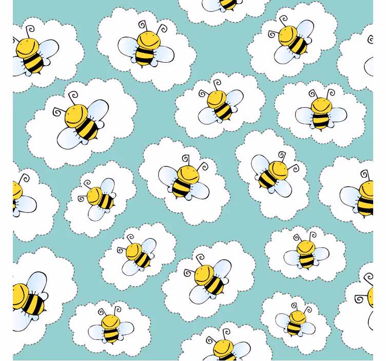 Children's wallpaper clouds and bees - TenStickers