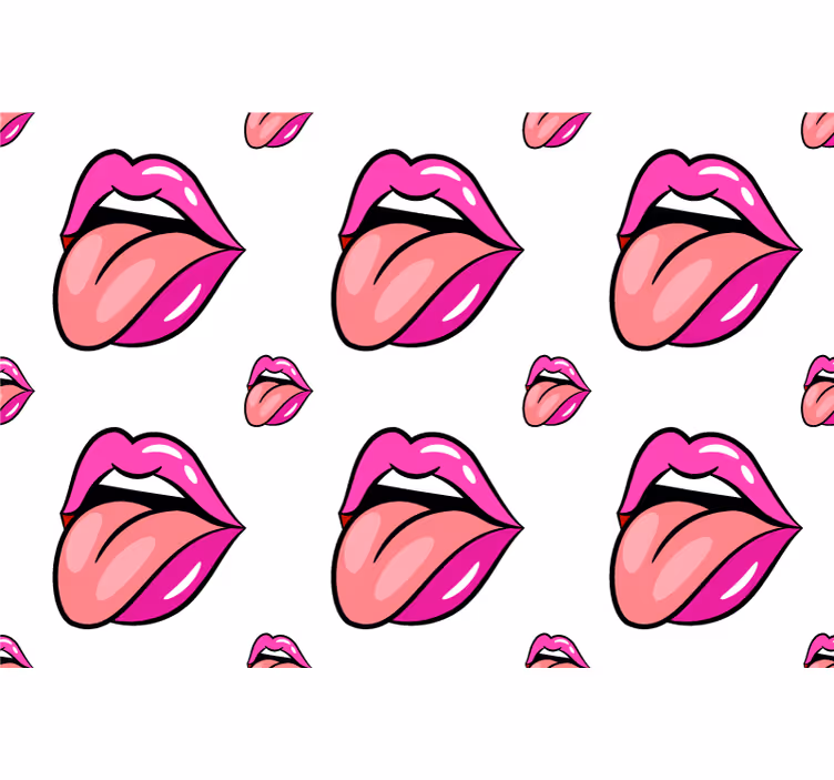 Playful lip motif wall paper in bedroom - TenStickers