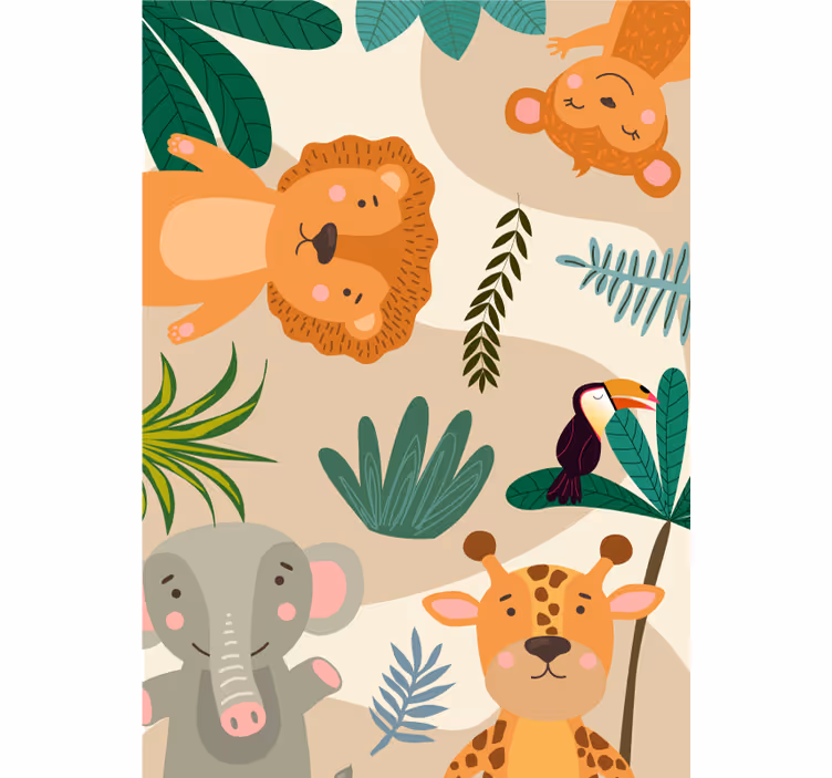Animals wallpaper kids nordic jungle animals - TenStickers