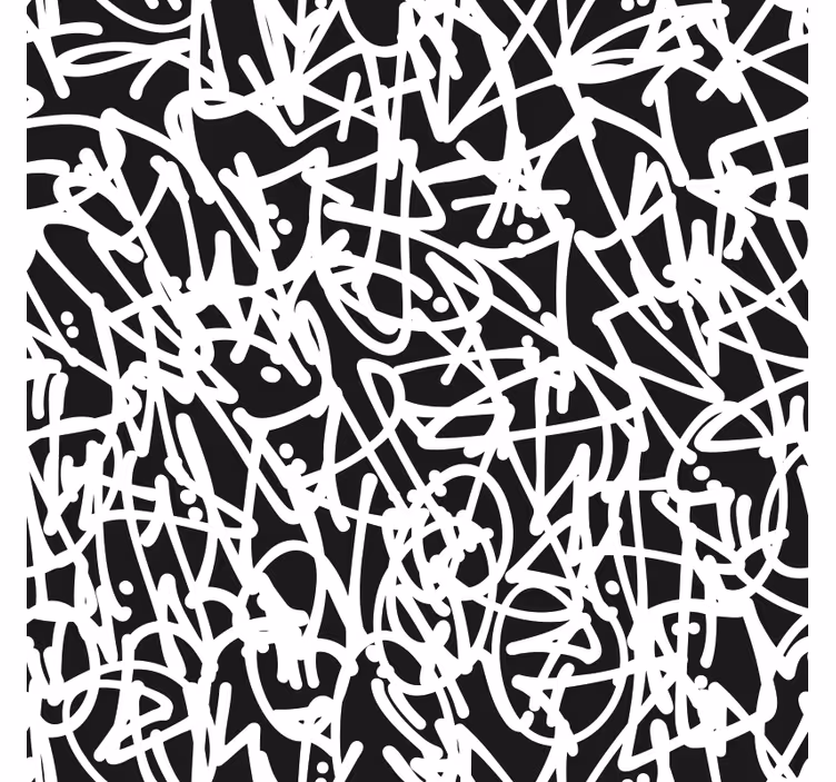 Wall paper in bedroom black and white graffiti - TenStickers
