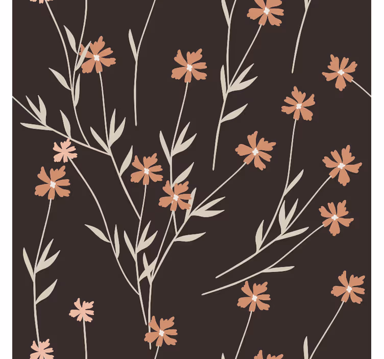 Textured wallpaper brown flowers kallax - TenStickers