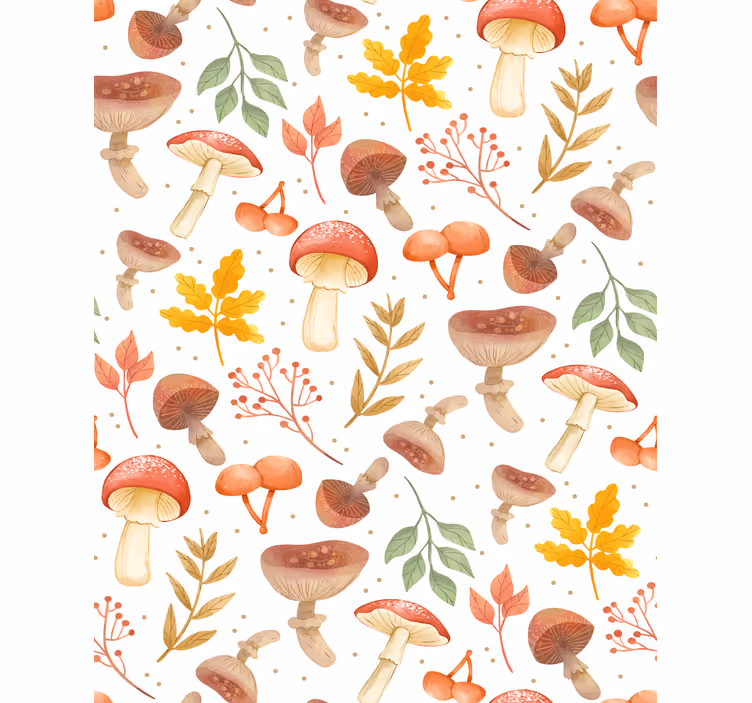 Textured wallpaper hand-painted mushroom design - TenStickers