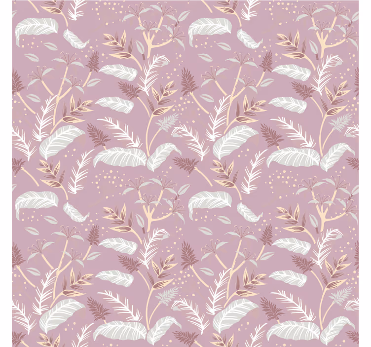 Botanical leaf pattern wall paper in bedroom - TenStickers