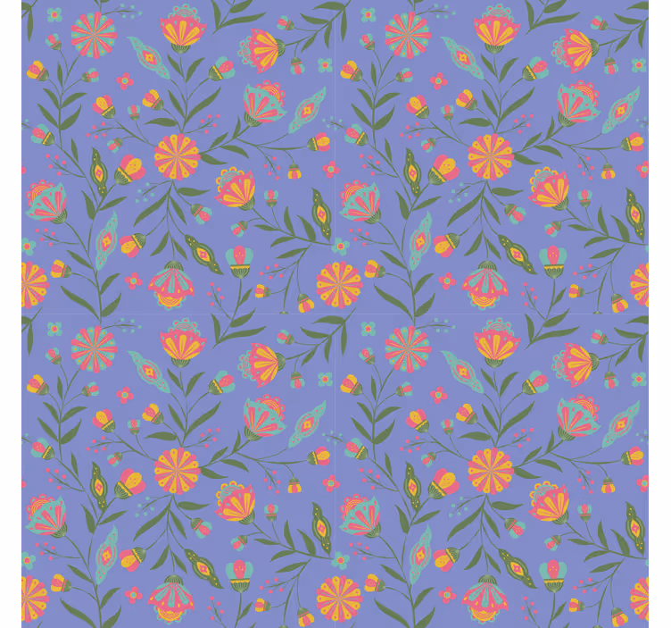 Floral pattern wall paper in bedroom - TenStickers