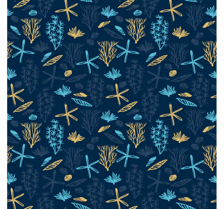 Coral inspired motif wall paper in bedroom - TenStickers
