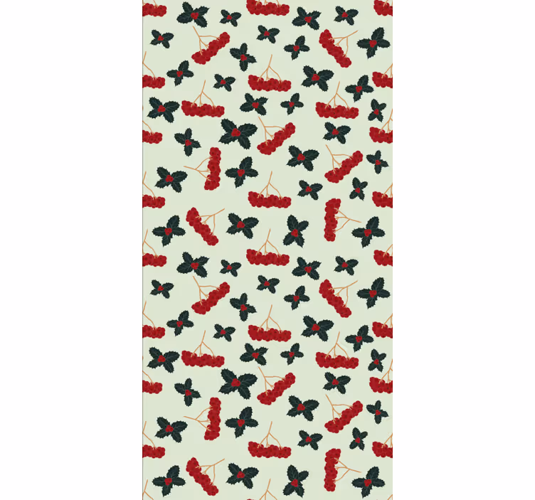 Holiday christmas wallpaper hand drawn berries pattern - TenStickers