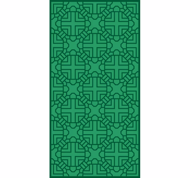 Hallway wallpaper geometric green design - TenStickers