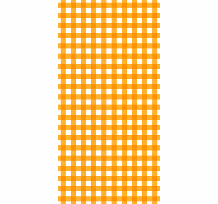 Hallway wallpaper in orange and white patterned squares - TenStickers