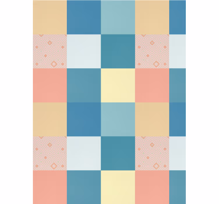 Wallpaper for dining area in colorful retro patchwork - TenStickers