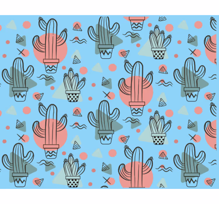 Nature wallpaper with cactuses pattern - TenStickers