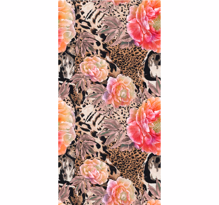 Nature wallpaper floral leopard print - TenStickers