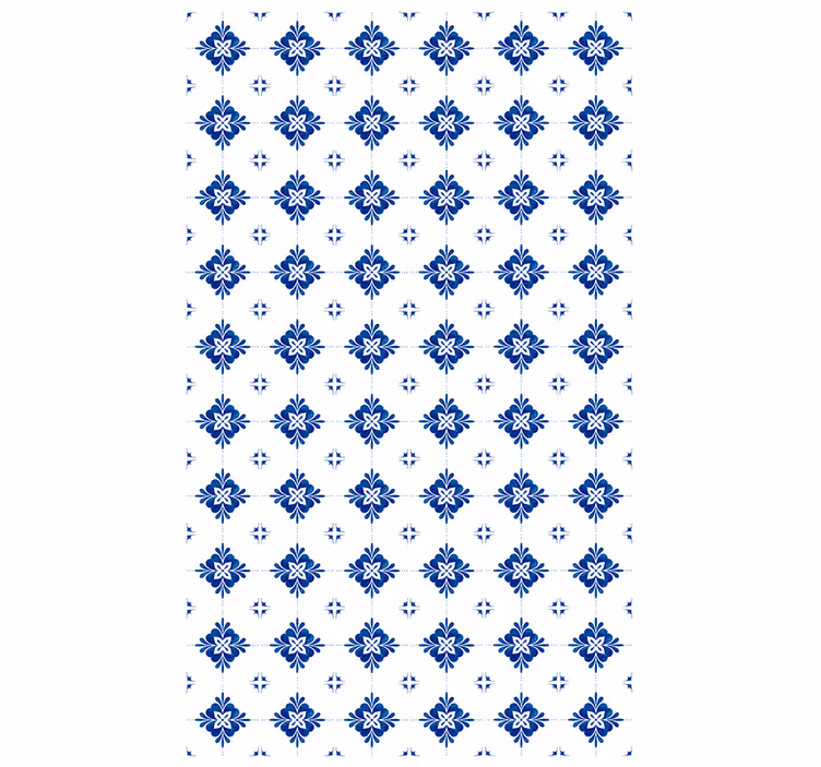 Tile effect wallpaper ceramic floral design - TenStickers