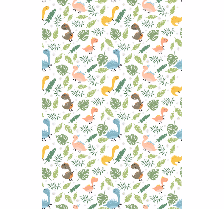 Children's wallpaper in pastel dinosaur forest pattern - TenStickers