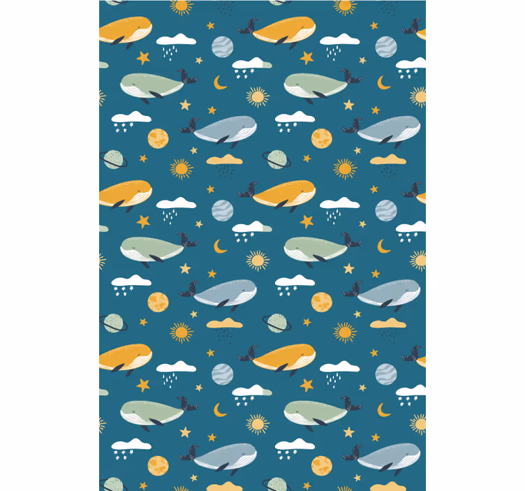 Children's wallpaper trendy whale pattern - TenStickers