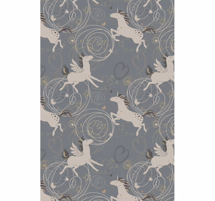 Children's wallpaper featuring pegasus unicorns on dark - TenStickers