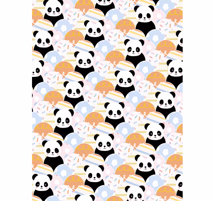 Children's wallpaper featuring patchwork panda design - TenStickers