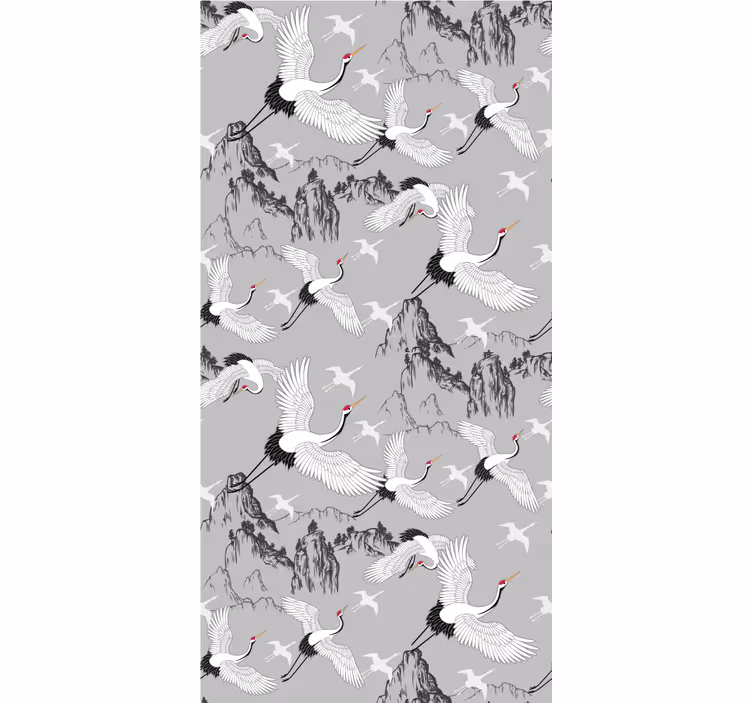 Children's wallpaper elegant cranes and peaks - TenStickers