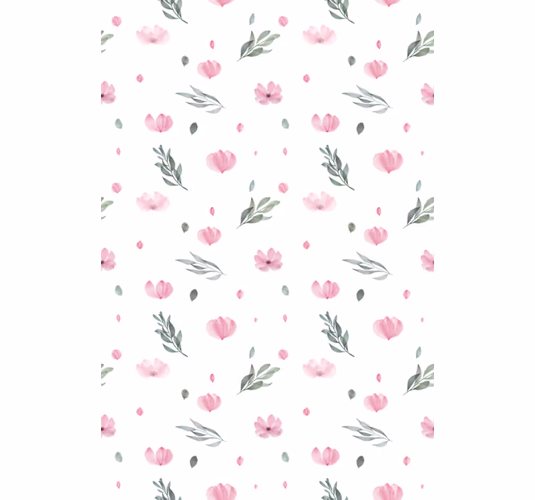 Children's wallpaper pink minimalistic little flowers - TenStickers