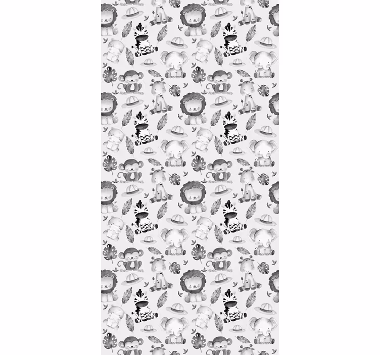 Children's wallpaper gray zoo animals - TenStickers